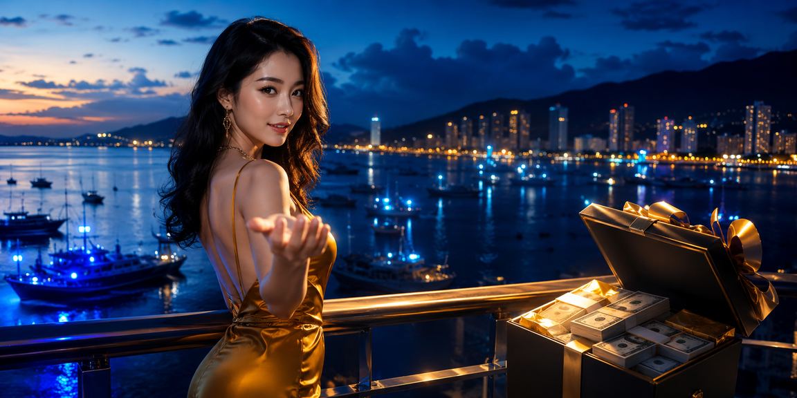 Cảnh biển Mũi Né với ánh đèn casino neon sôi động tại Việt Nam